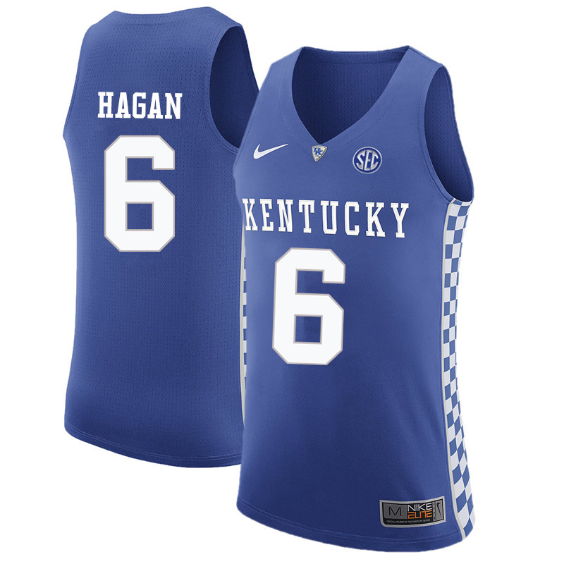 Men Kentucky Wildcats #6 Cliff Hagan College Basketball Jerseys-Blue